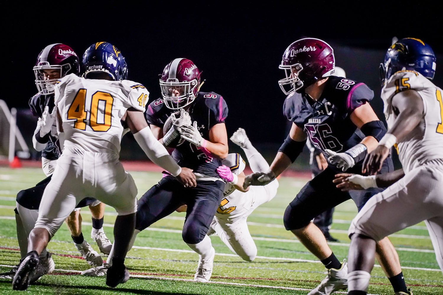 RB hitting the hole RB hitting the hole