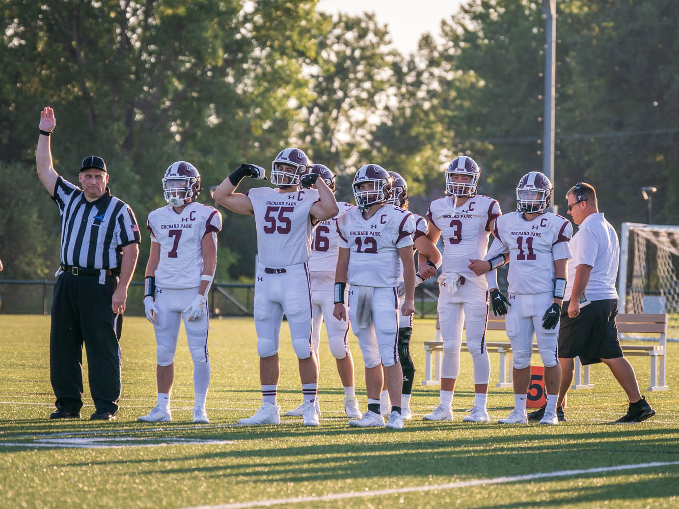 Captains set for the coin toss Captains set for the coin toss