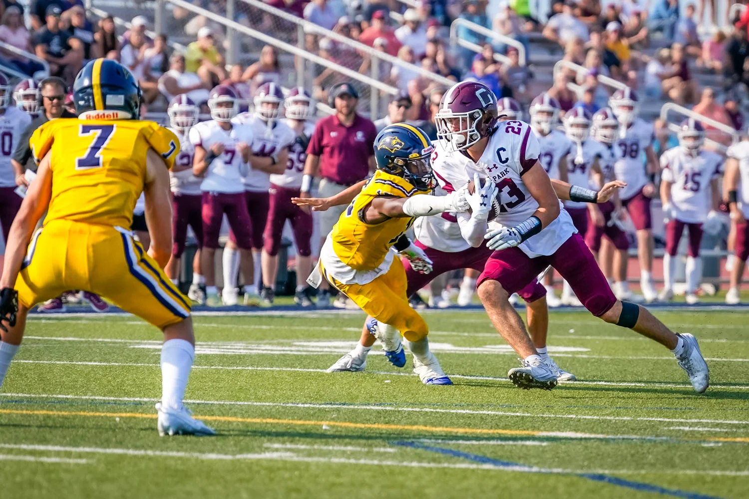 Running the ball to the endzone Running the ball to the endzone