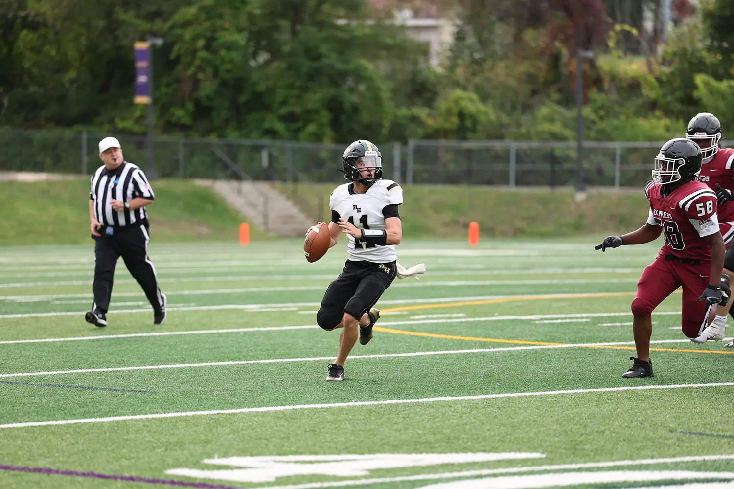QB rolling out to throw the ball