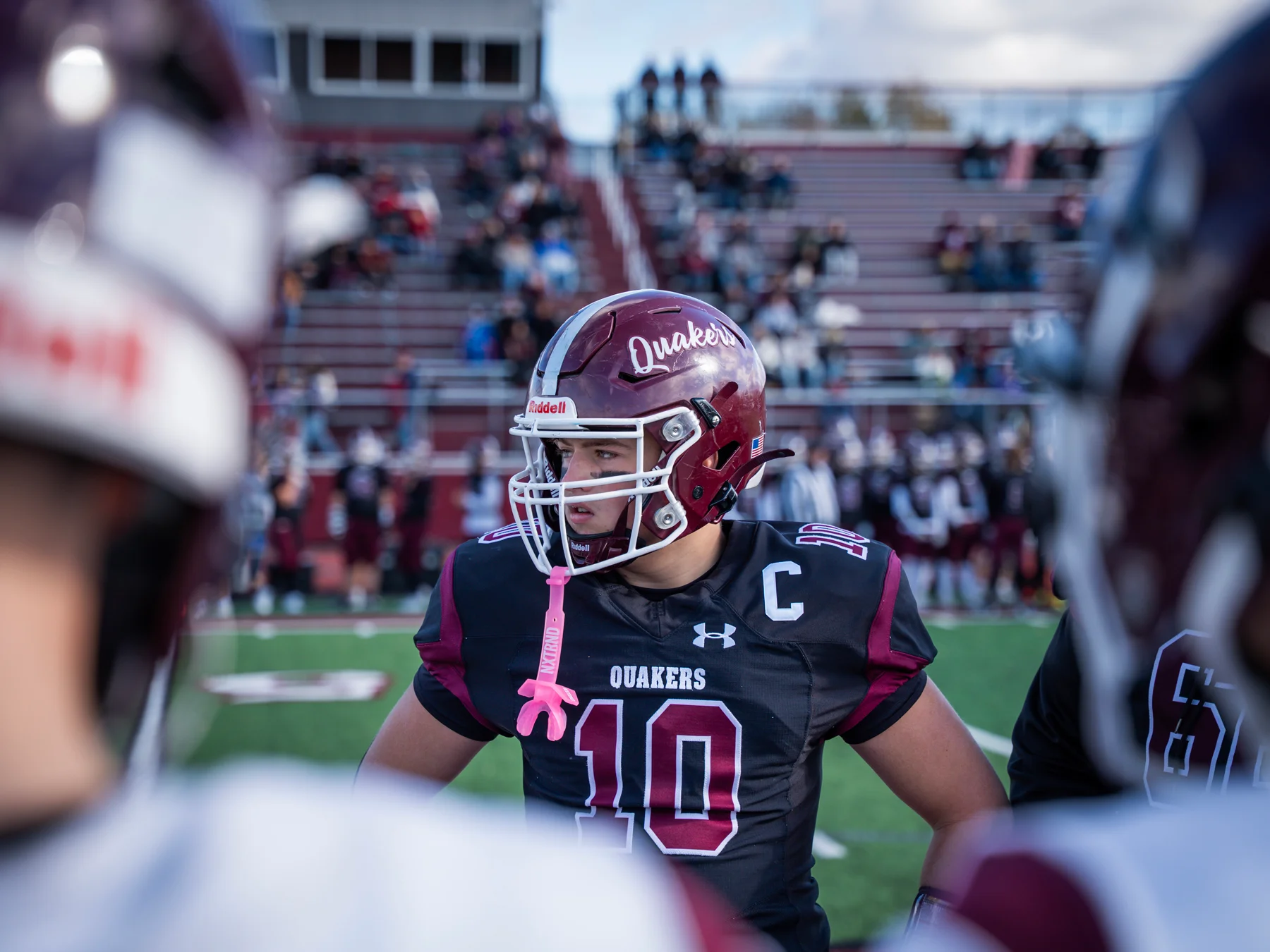 Quaker Captain at the coin toss