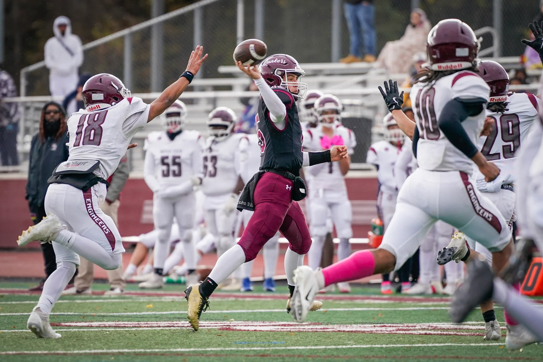 QB throwing the ball down the field