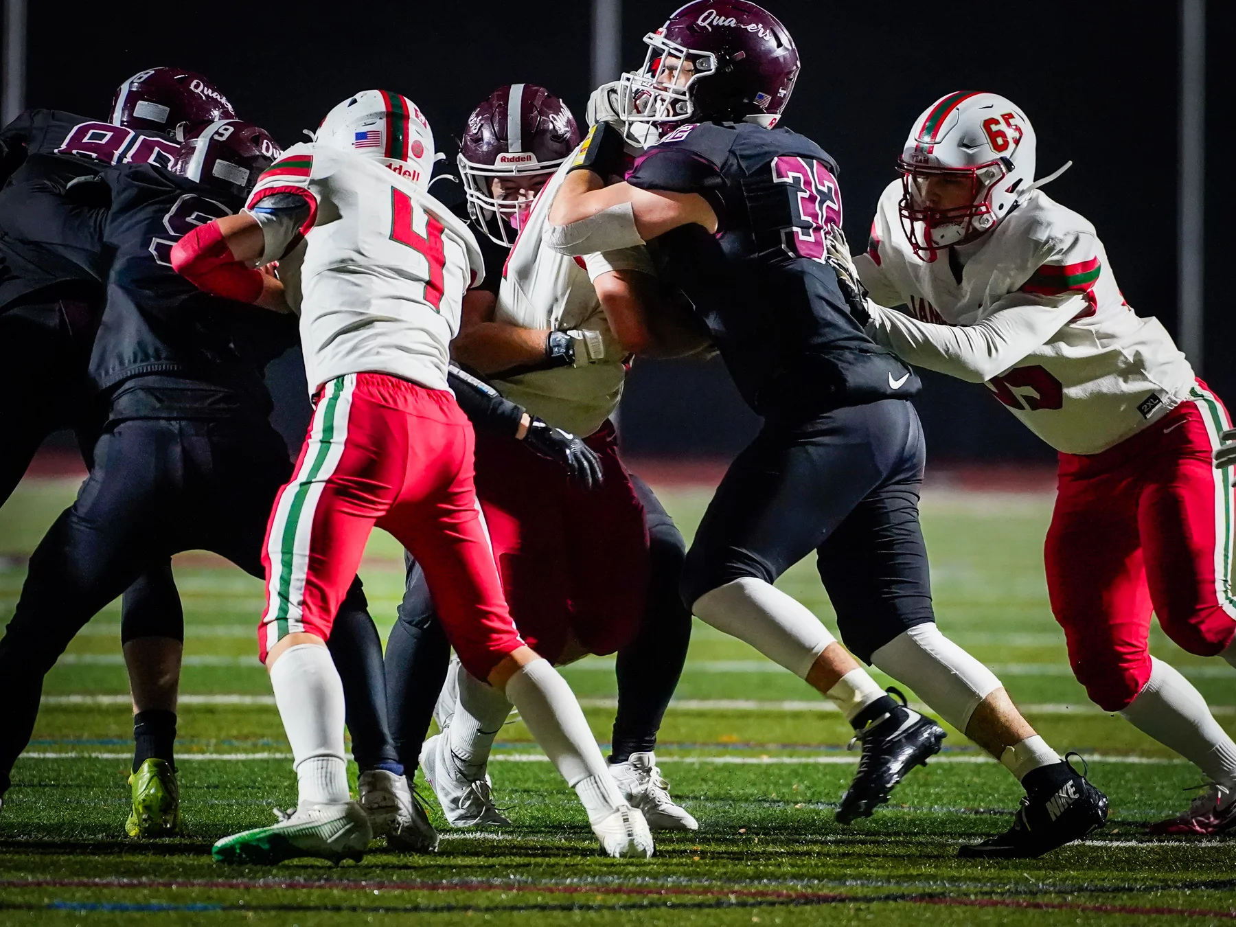 Quakers making the tackle against Jamestown