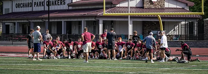 Orchard Park Post Scrimmage talk