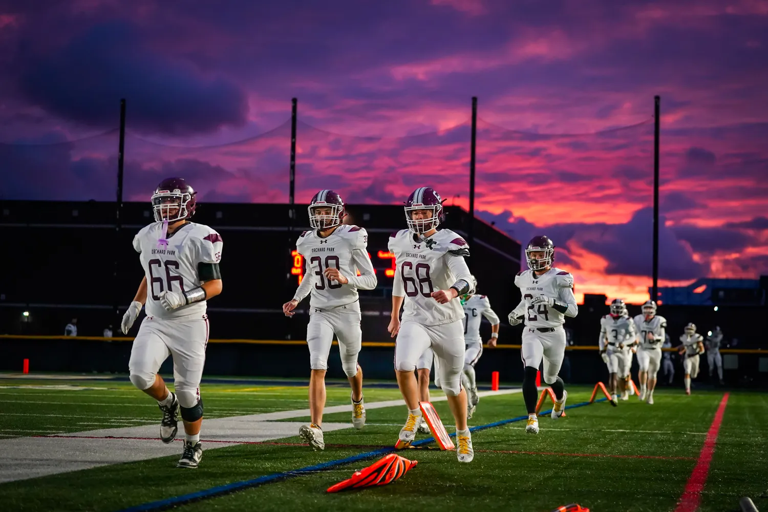Orchard Park Football hitting the field